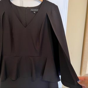 Black Peplum Waist Eloquii Dress with Capelet